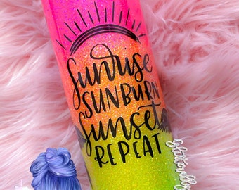 Sunset Beach Tumbler, Salty Ombre Glitter Tumbler, Beach Glitter Tumbler, Glitter Tumbler Epoxy, Stanley Glitter Tumbler, Beach Tumbler