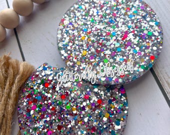 Glitter Car Cupholder Coasters, Car Accessories, Glitter Coaster, Car Cupholder, Two Piece Set, Gifts for Her, New Car Present