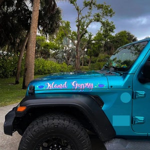 Custom Hood Decals Set Of Two, Layered  Hood Decal, Hood Decals For Women, Vinyl Stickers, Car Decals, Wave Damnit, Wave Dammit