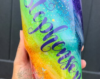 Rainbow Glitter Tumbler, Rainbow Milky Way Tumbler, Neon Glitter Tumbler, Stanley Glitter Tumbler, Glitter Tumbler, Glitter Tumbler Epoxy