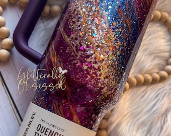 Stanley Glitter Tumbler. Milky Way glitter tumbler, fall glitter tumbler, glitter tumbler epoxy, Milky Way swirl glitter tumbler