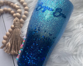 Blue Stanley Glitter tumbler, Ombre glitter tumbler, blue glitter tumbler, blue ombre glitter tumbler, Chunky glitter tumbler