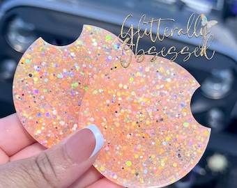 Glitter Car Coaster, Car Charm, Glitter Car Cupholder, Car Accessories, Sparkly Car Coasters, Two Piece Coaster Set, Gifts for Her