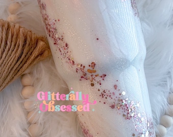 Peaches & Cream | Milky Way glitter tumbler, glitter tumbler, stanley glitter tumbler, glitter tumbler epoxy, marble glitter tumbler