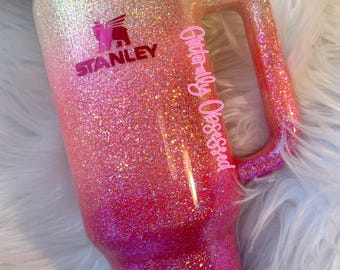 Stanley Glitter Tumbler, Pink Stanley glitter tumbler, Glitter Stanley Tumbler, Glitter Tumbler, Coral glitter tumbler, epoxy glitter cup