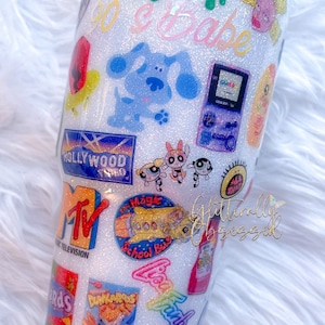 90&#39;s glitter Tumbler, Stanley glitter tumbler, 90’s glitter cup, glitter tumbler, glitter tumbler epoxy, gifts for her, millennial gift