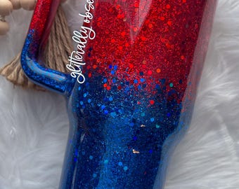 Stanley Glitter Tumbler, Red Stanley glitter tumbler, glitter Stanley tumbler, glitter tumbler, blue glitter Stanley, epoxy glitter cup