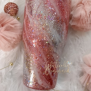 Rose gold Milky Way glitter tumbler, pink glitter tumbler, pink stanley glitter tumbler, glitter tumbler epoxy, rose gold glitter tumbler