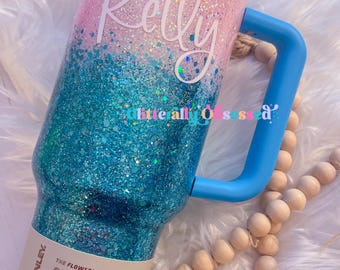Stanley Glitter Tumbler, Pink Stanley glitter tumbler, Sparkly Stanley tumbler, glitter tumbler, pink glitter tumbler, Custom Stanley Cup