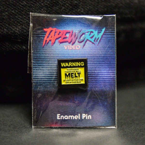 Warning VHS Melt Enamel Pin