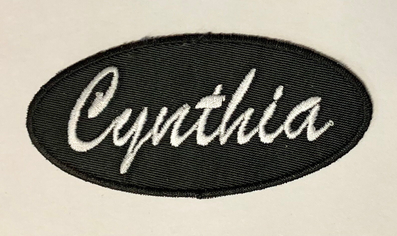 1.5 by 4 Oval Personalized Embroidered Name Patch for Jackets 