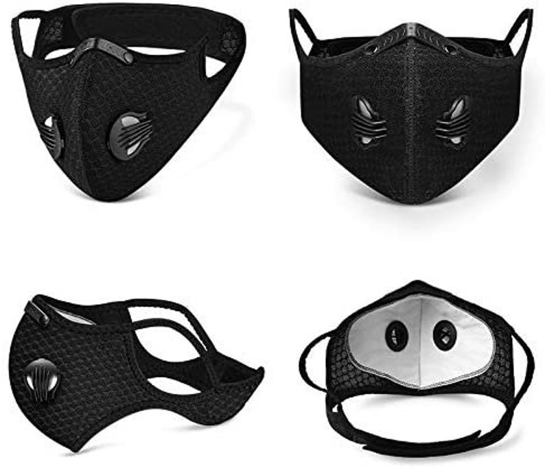 Sports Face Mask With Filter Black Etsy