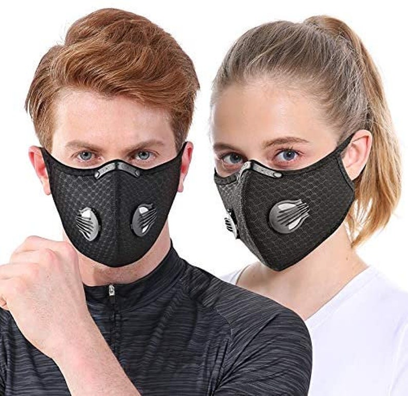 Sports Face Mask With Filter Black Etsy