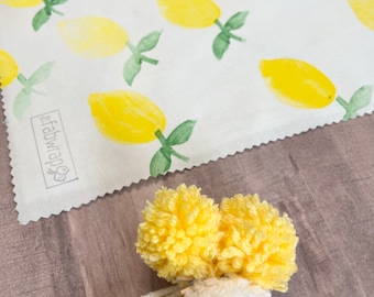 Fabric Gift Wrap - Lemon / Furoshiki / Eco-Friendly / Reusable Wrap / Wrapping / Lemon / Yellow Gift Wrap / Summer / Fruit / Wrapping Paper