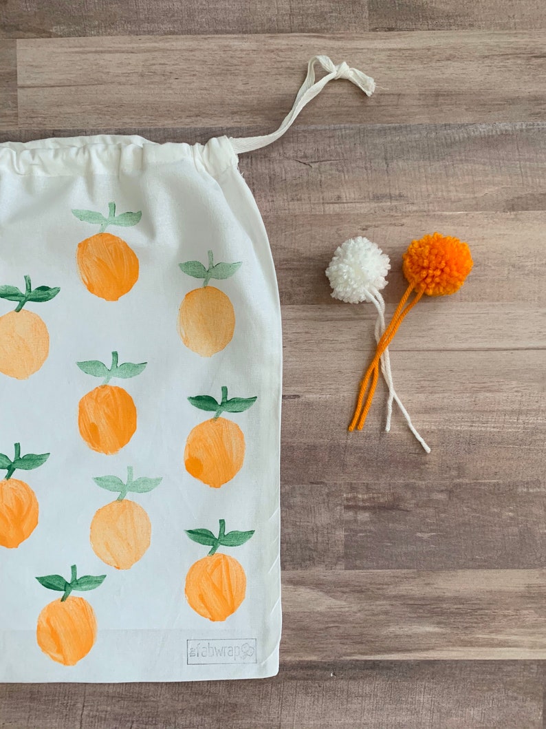 Envoltura de regalo de tela Naranja / Furoshiki / Ecológico / Envoltura reutilizable / Envoltura / Fruta / Verano / Regalo / Envoltura de tela / Amistad imagen 7