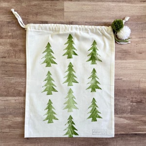 Cotton Gift Bag - Christmas Tree / Reusable Gift Bag / Holiday Gift Wrap / Eco Holiday / Santa Bag