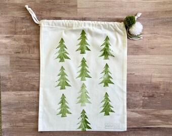 Cotton Gift Bag - Christmas Tree / Reusable Gift Bag / Holiday Gift Wrap / Eco Holiday / Santa Bag