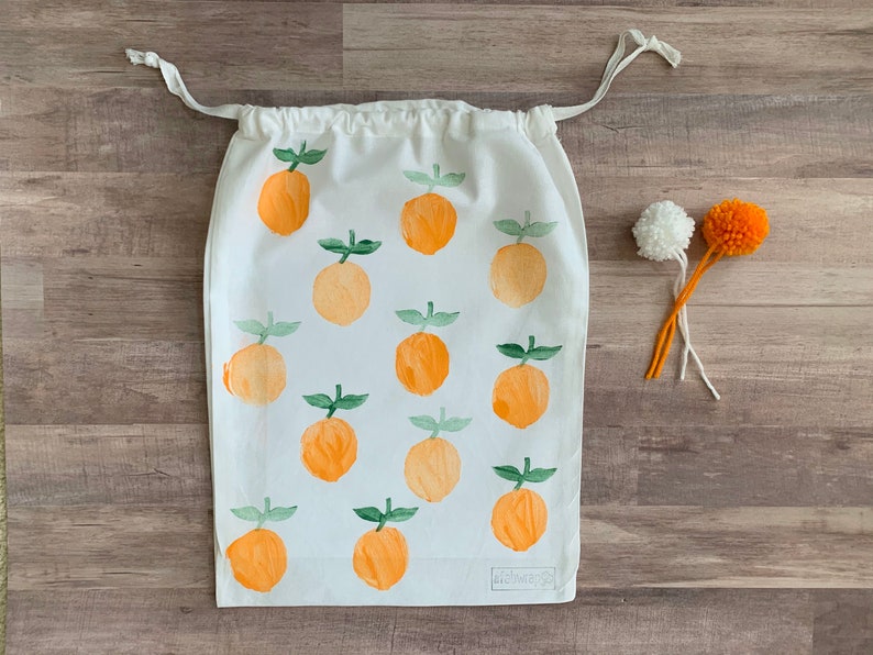 Envoltura de regalo de tela Naranja / Furoshiki / Ecológico / Envoltura reutilizable / Envoltura / Fruta / Verano / Regalo / Envoltura de tela / Amistad imagen 6