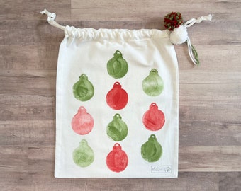 Fabric Gift Bag Christmas / Reusable Bag / Drawstring Bag / Cotton / Christmas Gift Bag / Santa Bag / Vintage Truck / Xmas Tree / Baubles