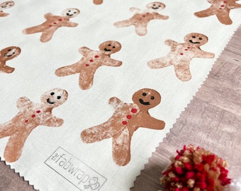 Fabric Gift Wrap - Gingerbread Man / Christmas / Cotton Wrapping Paper / Handmade Gift / Holiday Wrap / Reusable Gift Wrap / Sustainable