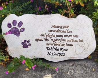 Shinning Paw Prints Pet Memorial Stones Dog Memorial Stones, Outdoor Pet Dog Memorial Garden Stones Pet Memorial Gifts,11"×8"