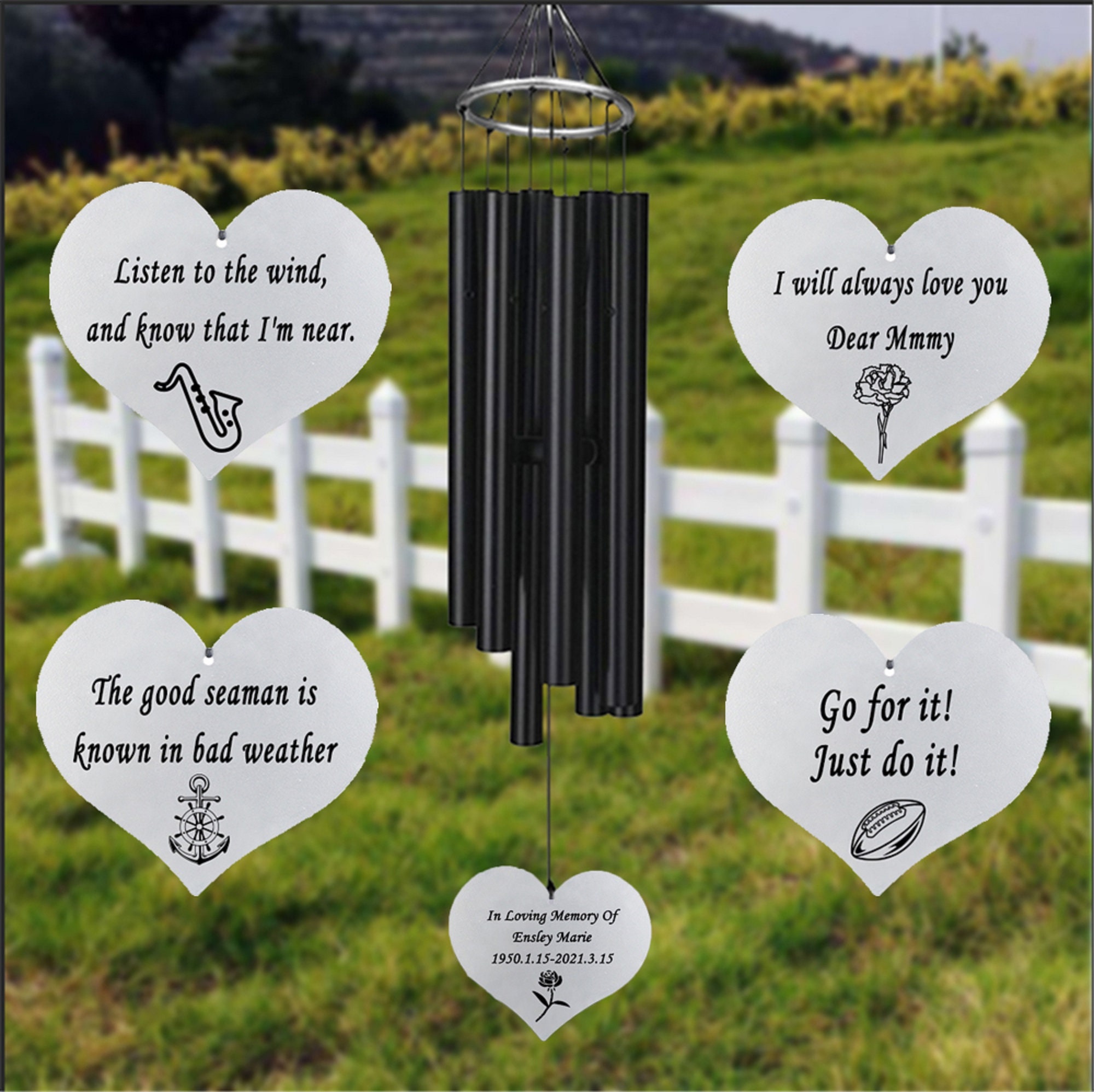 Personalized Wind Chimes Engraved With Patternlaser Engraved Etsy