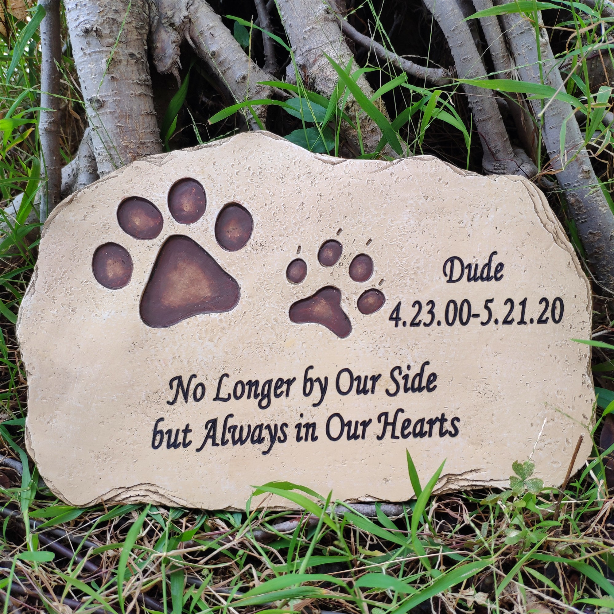 Free Custom Paw Prints Pet Memorial StonesPersonalized Dog Etsy