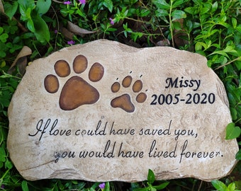 Personalized Pet Memorial Stone, Dog Cat Grave Marker, Engraved Garden Stone