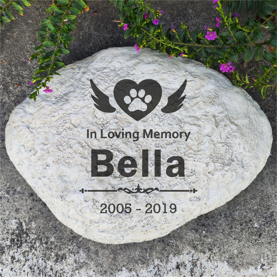 Personalized Pet Memorial Garden Stone Tombstones, Engraved Paw Print ...
