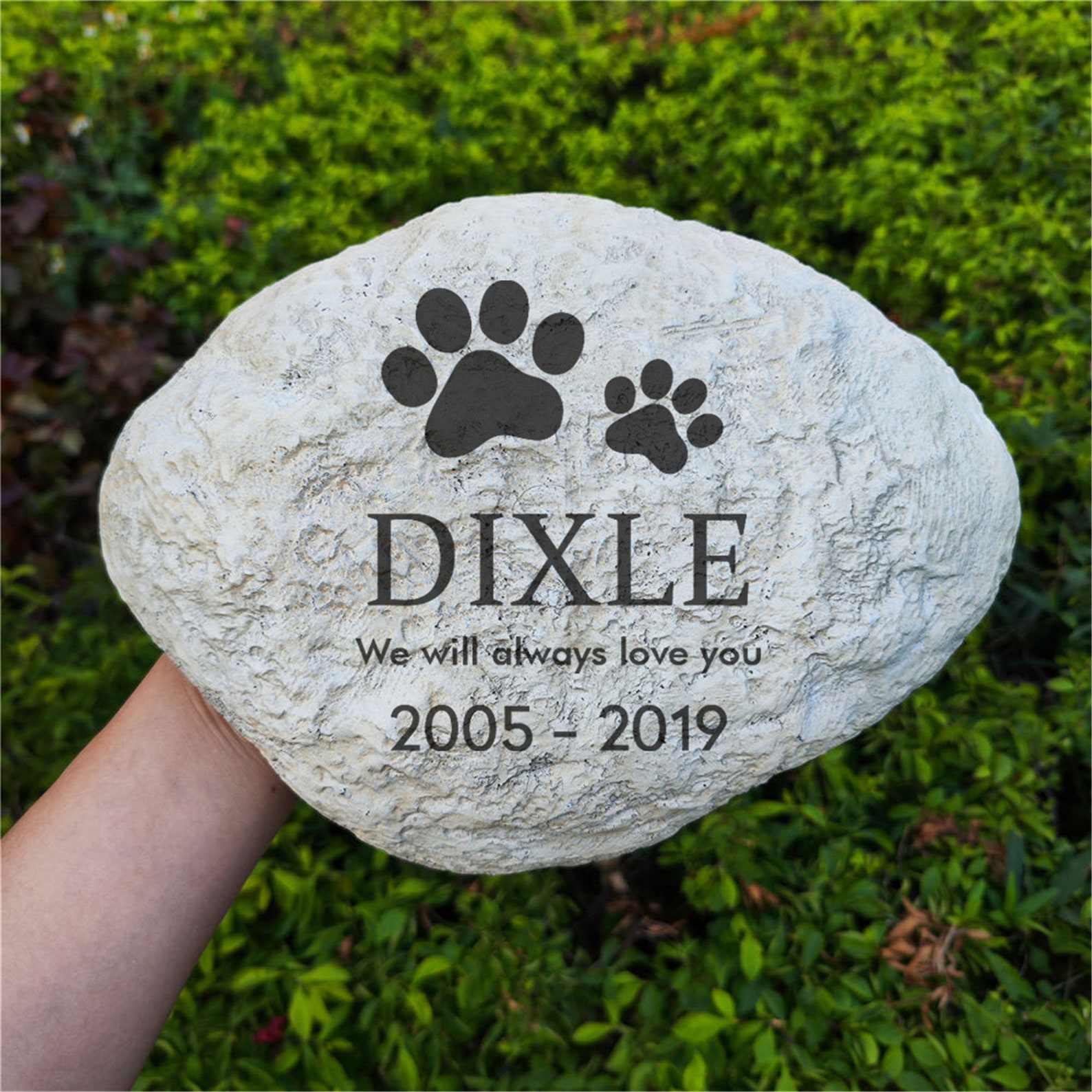 Paw Prints Pet Memorial Stone – Personalized Dog Cat Grave Marker - Etsy
