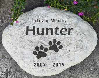 Personalized Paw Prints Pet Memorial Stone, Dog Garden Grave Marker