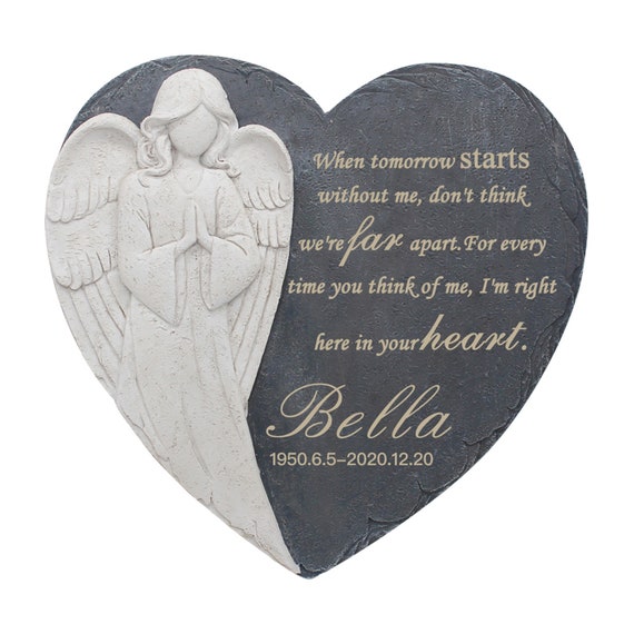Personalized Memorial Garden Stones With Angel Statue, Sympathy