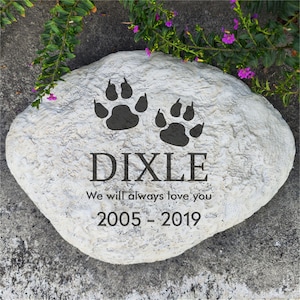 Cat Paw Prints Memorial Stones Grave Markers for Cat Loss, Personalized Cat Garden Stones Grave Stones Headstone with Name and Dates