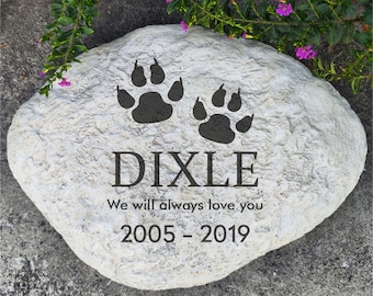Personalized Cat Memorial Stone, Paw Prints, Garden Grave Marker