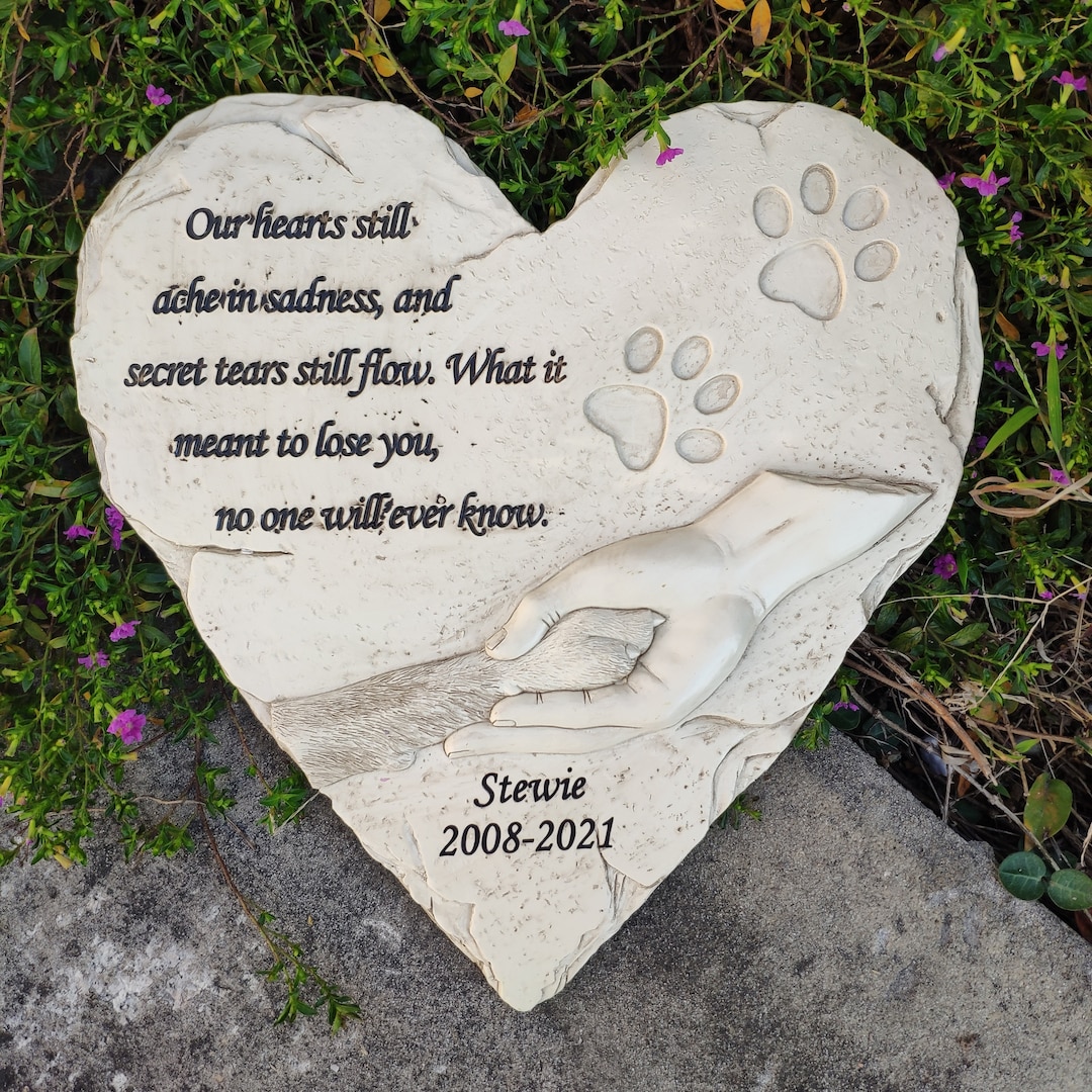 Heart Shaped Dog Pet Memorial Stones,pet Dog Garden Stones Grave ...
