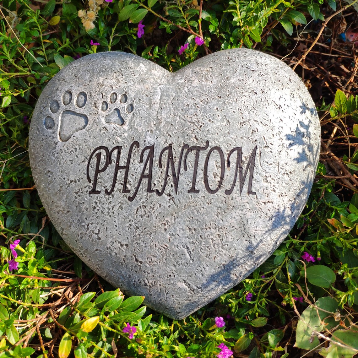 Mini Heart Shaped Pet Dog Memorial Stones Paw Prints Pet Etsy