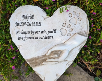 Heart Shape Pet Memorial Stones Dog Garden Stones, 100% Personalized Pet Dog Memorial Grave Markers Loss Stones Headstones, 9" × 9"