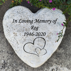 Decorative Garden Stones Grave Stones with Any Message and Pattern - Heart Shaped Memorial Stones Welcome Stones Cemetery Stones Decorations