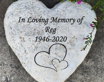 Decorative Garden Stones Grave Stones with Any Message and Pattern - Heart Shaped Memorial Stones Welcome Stones Cemetery Stones Decorations