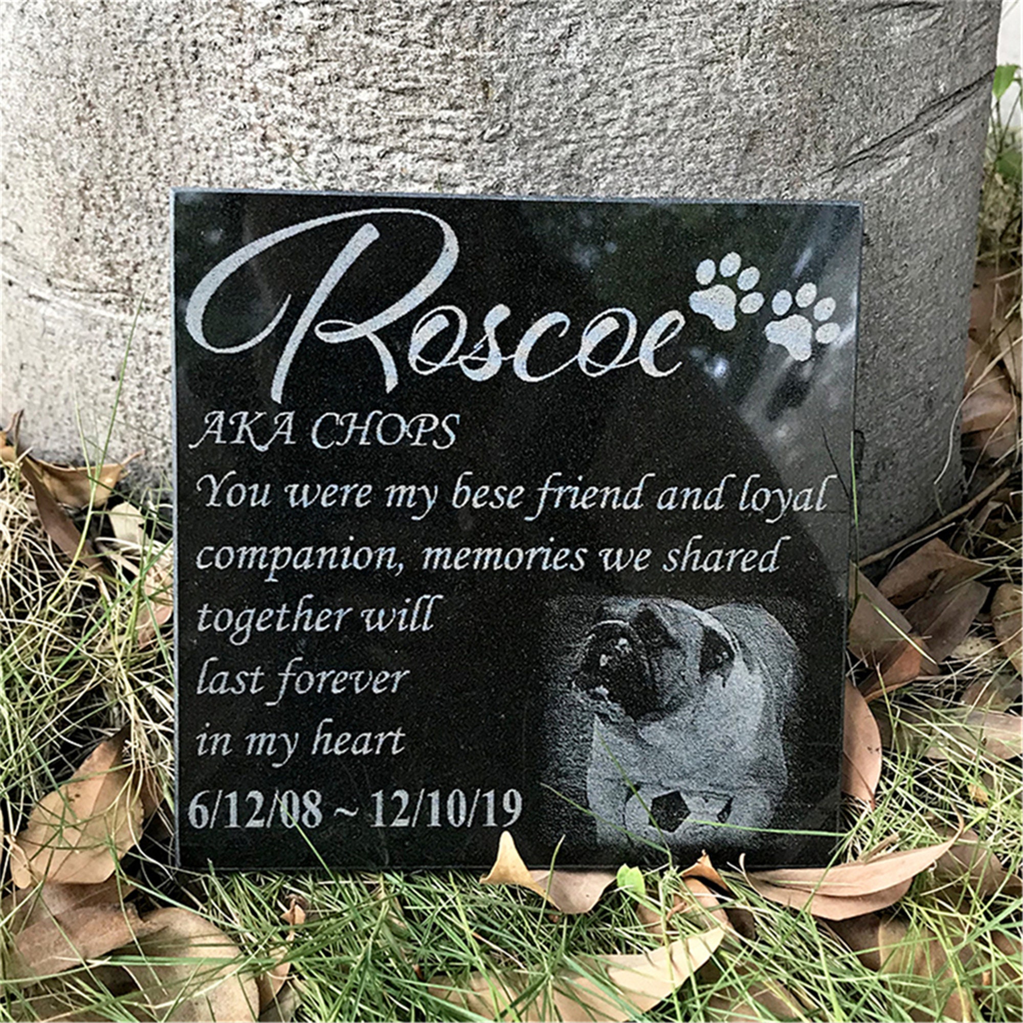 Granite Pet Memorial Stones Engraved With Photo Sympathy Dog Etsy