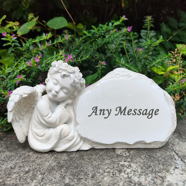 Memorial Garden Stones Begraafplaatsversieringen met engelstandbeeld, gepersonaliseerde herdenkingsstenen Grafmarkeringen Gedenkplaten Grafstenen