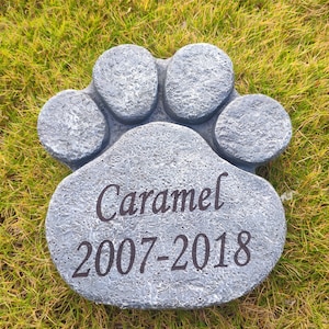 Paw Print Dog Memorial Stones Grave Markers - Sympathy Dog Garden Stones Headstones Perfect Dog Memorial Gifts Loss Gifts - 8"×8"×1.6"
