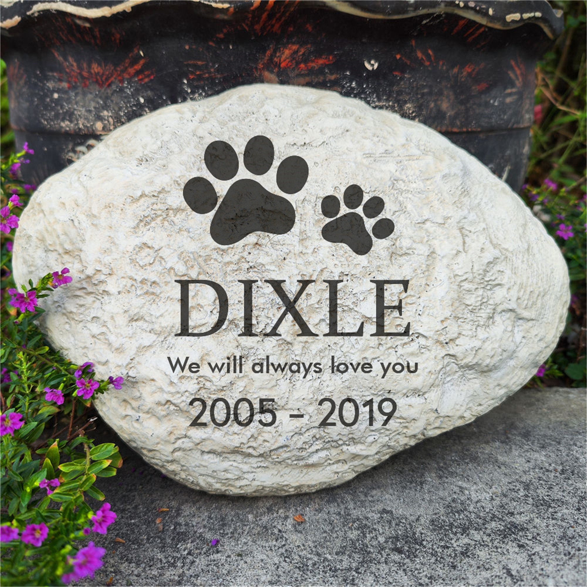 Paw Prints Pet Memorial Stone – Personalized Dog Cat Grave Marker - Etsy