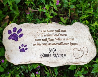 Shinning Paw Prints Dog Memorial Stones Pet Grave Markers, Dog Pet Headstone Garden Grave Stones Engraved with Pet's Name and Dates