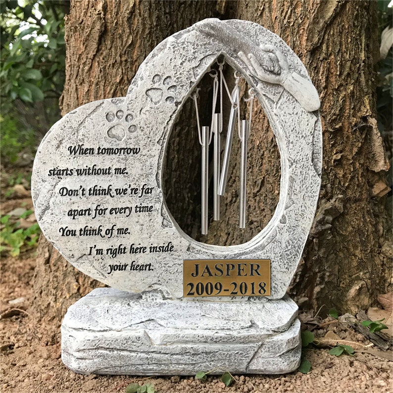Pet Memorial Stones With Wind Chimespet Garden Stones Etsy