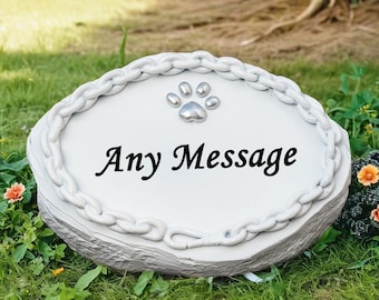 Personalized Pet Memorial Stone, Engraved Dog Grave Marker with Paw Print