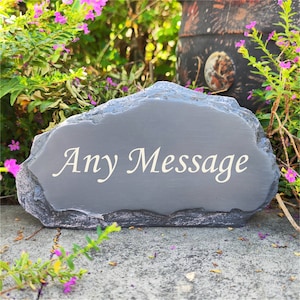 Personalized Garden Stones Engraved with Any Message, Engraved Welcome Stones Memorial Stones Decorative Stones Cemetery Stones Decorations