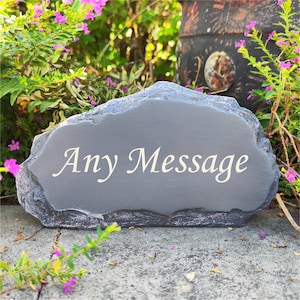 Personalized Garden Stones Engraved with Any Message, Engraved Welcome Stones Memorial Stones Decorative Stones Cemetery Stones Decorations image 1