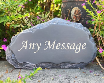 Personalized Garden Stones Engraved with Any Message, Engraved Welcome Stones Memorial Stones Decorative Stones Cemetery Stones Decorations