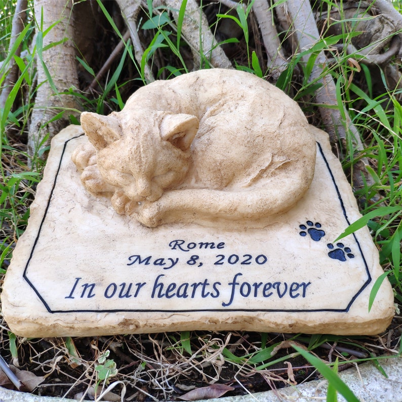 Cat Memorial Stones with A 3D Cat Pet Memorial Stones Garden Etsy